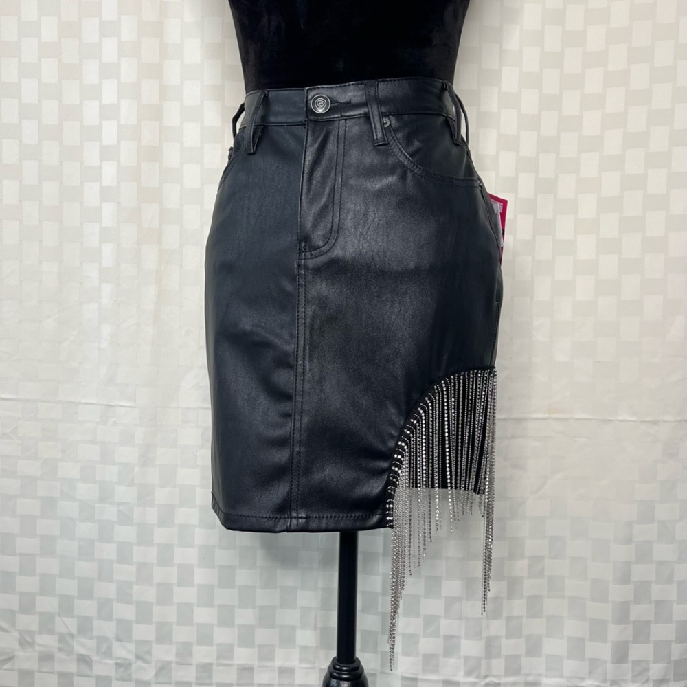 Rock & Roll Denim CHAIN FRINGE MINI SKIRT